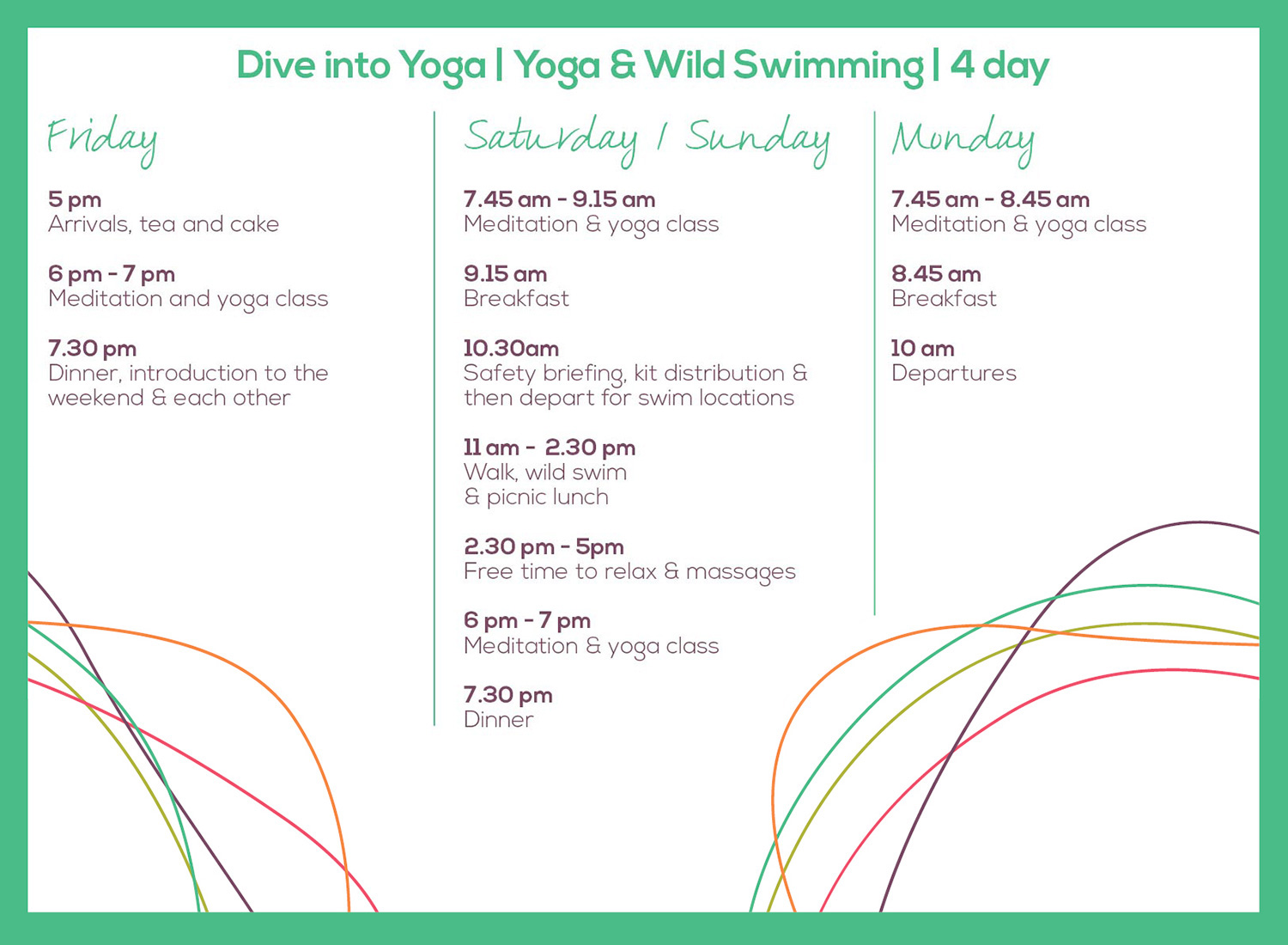 4 day retreat itinerary